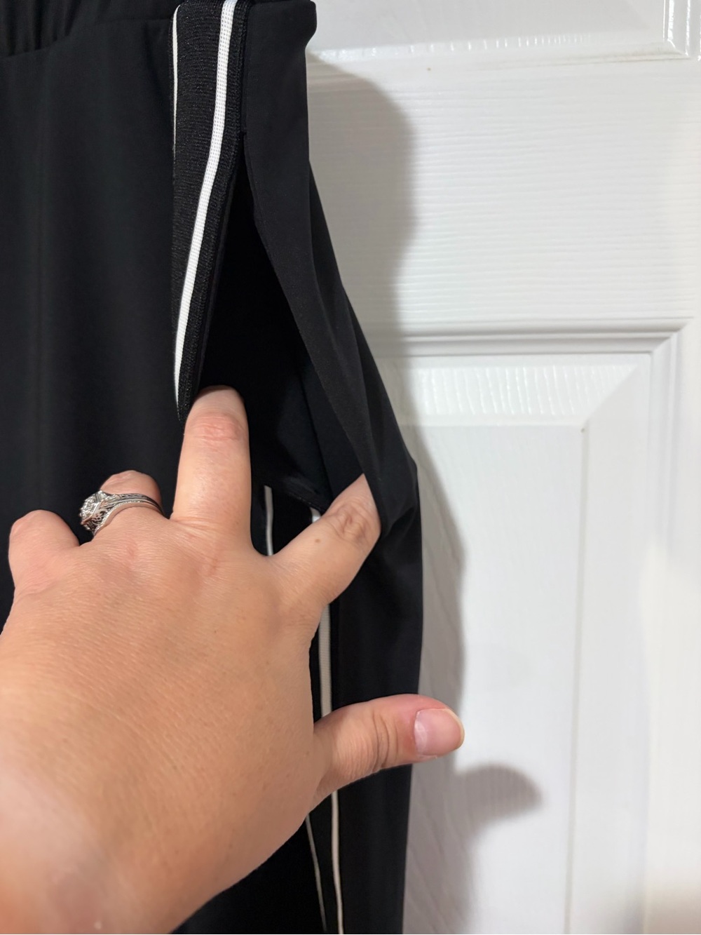 SUSAN GRAVER SPORT Women’s Black Pull-On Track Pants with Side Stripes & Pockets - Picture 5 of 8